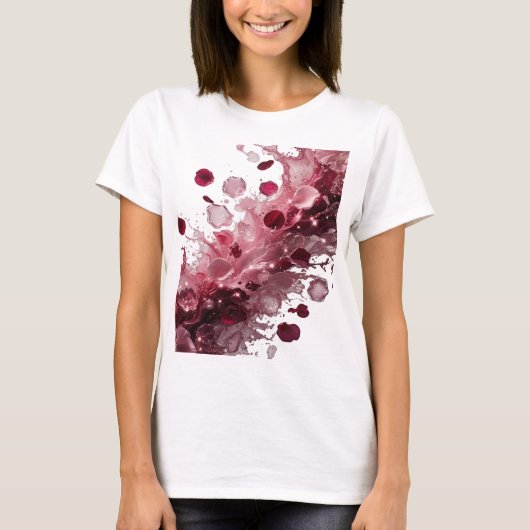 Conception de T-shirt ROSE PÉTALES D'ARGENT ÉPINGL (Devant)