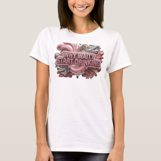 Conception de T-shirt Rouge Moderne POURQUOI ATTEN (Devant)