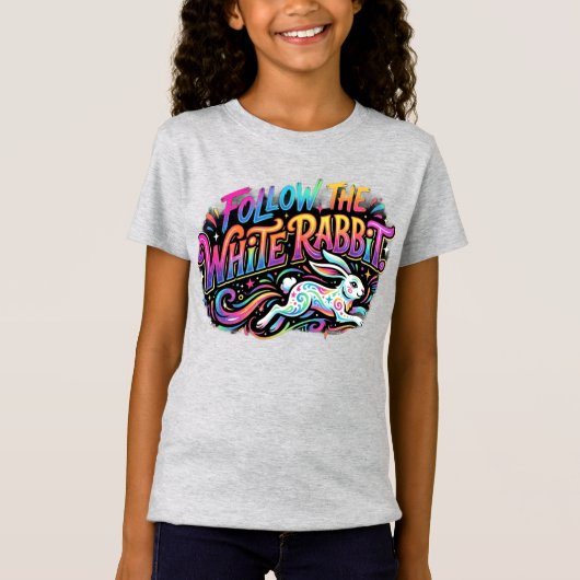 Conception de T-Shirt Suivez le Lapin Blanc (Devant)