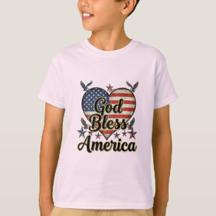 Conception de T-shirt Terre de liberté, Dieu bénit