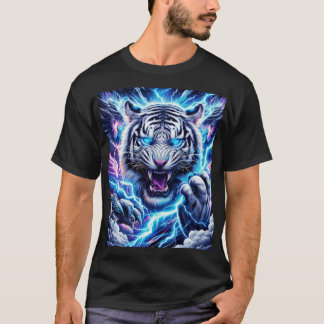 Conception de T-shirt Tigre à Éclairage Bleu Élect