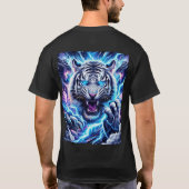 Conception de T-shirt Tigre à Éclairage Bleu Élect (Dos)