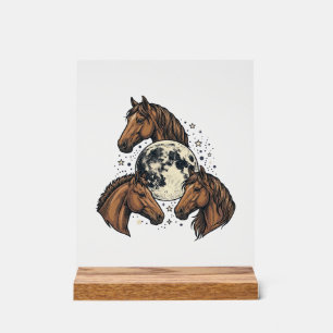 Conception de T-Shirt Vectoriel Cheval Lune Gravée