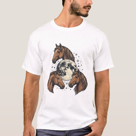 Conception de T-Shirt vectoriel de cheval de lune  (Devant)