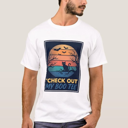 Conception de T-shirt Vintage Halloween Black Cat (Devant)