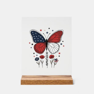 Conception de T-shirt vintage papillon patriotique