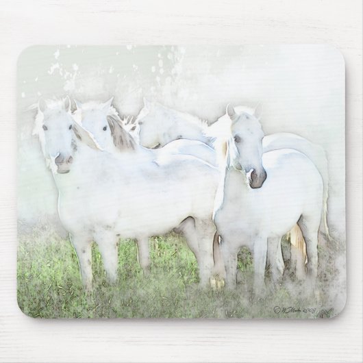 Conception de tapis de souris de chevaux blancs (Devant)