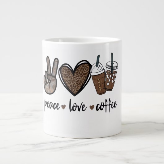 Conception de tasse à café Paix Amour (Devant)