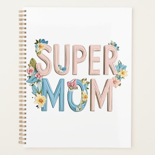 Conception de texte florale Super Maman (Devant)