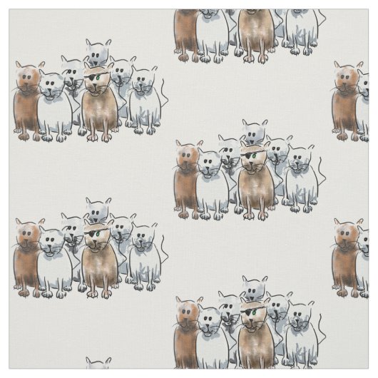 Conception de tissu de chats de bande dessinée de (Échantillon)