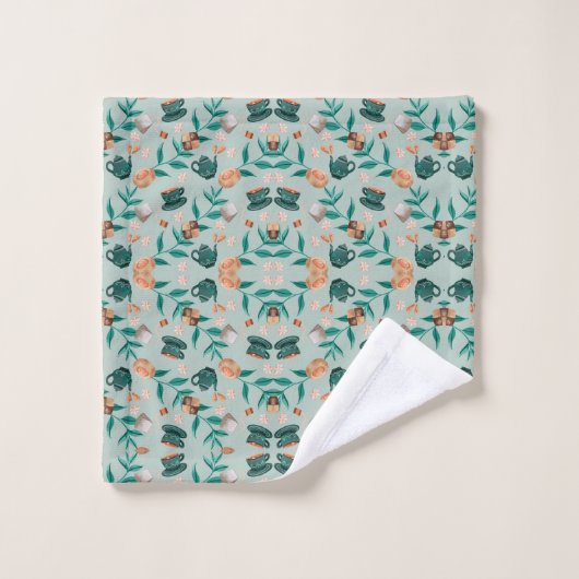 Conception de tissu présentant du vert (Gant de toilette)