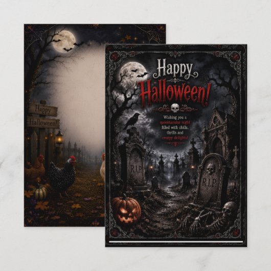 conception de tombe de carte d'Halloween avant arr (Devant / Derrière)
