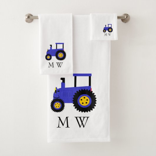 Conception de tracteur bleu avec monogramme (En situation)