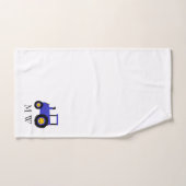Conception de tracteur bleu avec monogramme (Serviette à main)