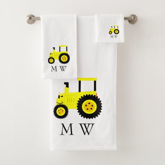 Conception de tracteur jaune avec monogramme (En situation)