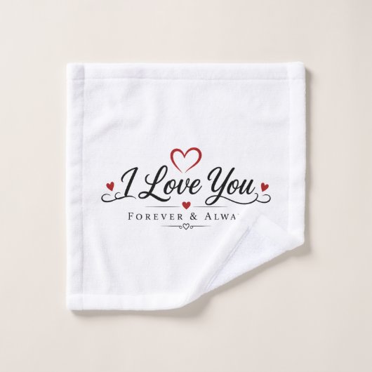 Conception de typographie Je t'aime (Gant de toilette)