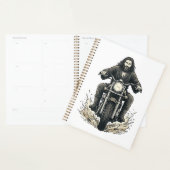 Conception de vecteur de cavalier de moto de gravu (Devant avec enveloppe)