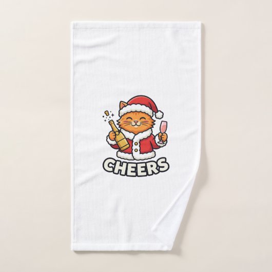 Conception de vecteur de chat de Noël Cheers (Serviette à main)