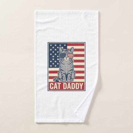 Conception de vecteur de chat patriotique Cat Dadd (Serviette à main)