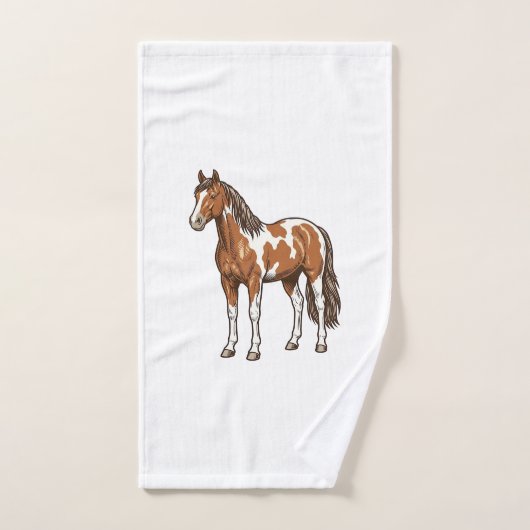 Conception de vecteur de cheval Pinto gravé antiqu (Serviette à main)