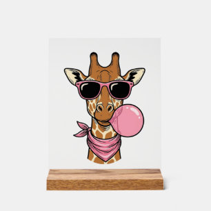 Conception de vecteur de chewing-gum girafe gravur