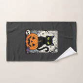 Conception de vecteur de citrouille de chat noir H (Serviette à main)
