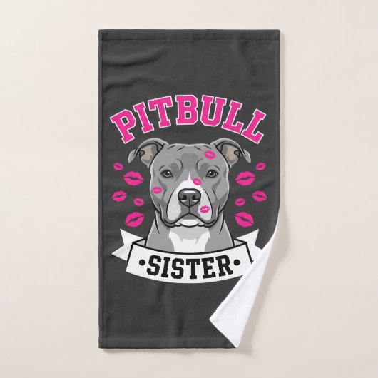 Conception de vecteur de soeur de Pitbull amoureus (Serviette à main)