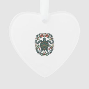 Conception de vecteur floral de tortue de mer vint