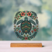 Conception de vecteur floral de tortue de mer vint (Neutre)