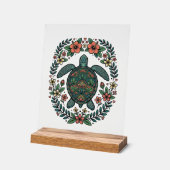 Conception de vecteur floral de tortue de mer vint (Angle)
