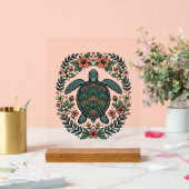 Conception de vecteur floral de tortue de mer vint (Mariage)