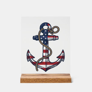 Conception de vecteur vintage d'ancre patriotique_