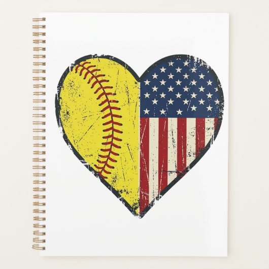 Conception de vecteur vintage de coeur de softball (Devant)