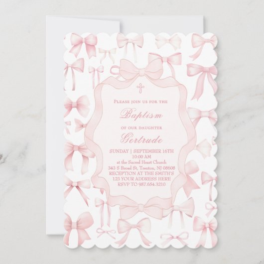 conception des arcs roses Baptême Invitation (Devant)