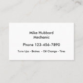 Conception des Cartes de visite de mécanique autom (Dos)