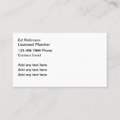 Conception des Cartes de visite de plombier les pl (Dos)