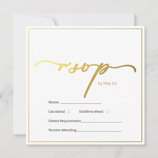 Conception d'or et de noir rsvp carte (Devant)