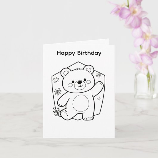 Conception d'ours de carte d'anniversaire à colori (Orchidée)