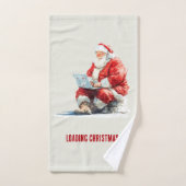 Conception drôle de Noël avec Santa en chargement (Serviette à main)