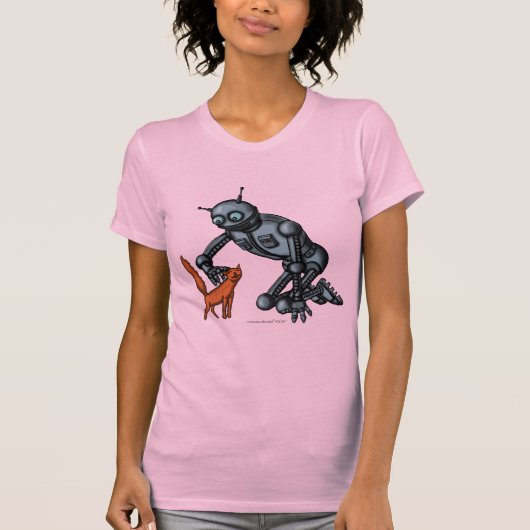 Conception drôle de T-shirt de robot et de chat (Devant)