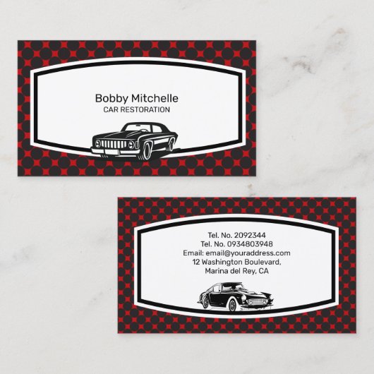 Conception du Carte de visite de restauration auto (Devant / Derrière)
