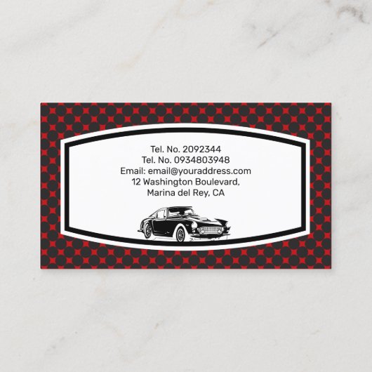 Conception du Carte de visite de restauration auto (Dos)