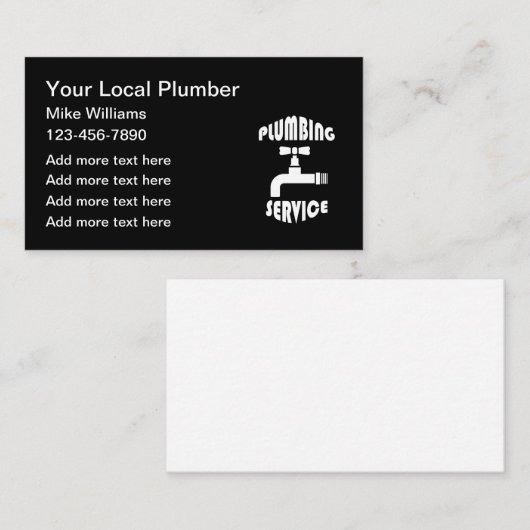Conception du Carte de visite des services de plom (Devant / Derrière)