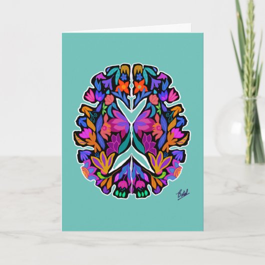 Conception du cerveau floral avec carte arrière - (Devant)