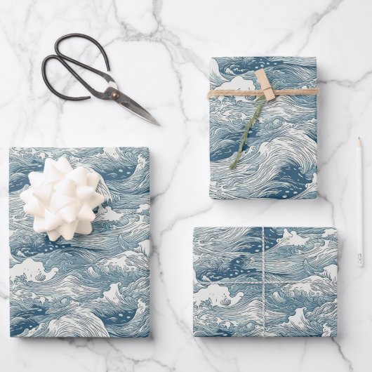 Conception du Motif d'onde japonais pour le papier (Recto)