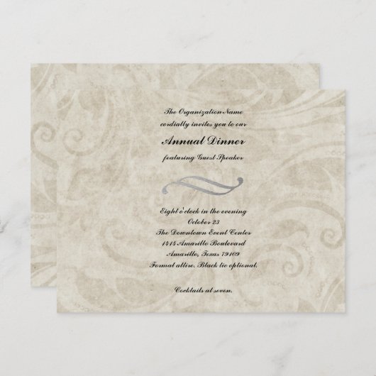 Conception du parchemin Vintage Dîner Invitation (Devant / Derrière)