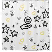 Conception du rideau de douche du coeur jaune (Devant)