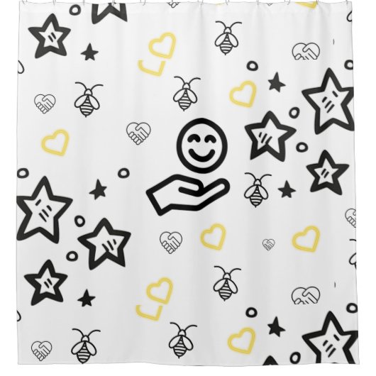 Conception du rideau de douche du coeur jaune (Devant)