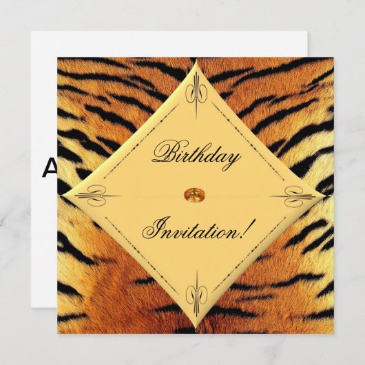 Conception du tigre Invitation d'anniversaire (Devant / Derrière)