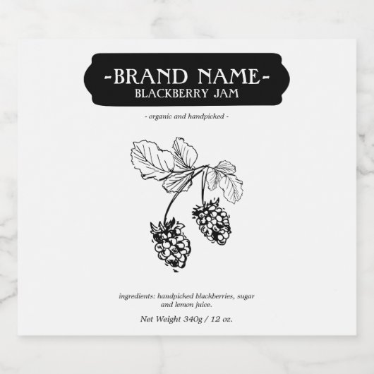 Conception Étiquette d'emballage Blackberry Jam Ja (Étiquettes simples)